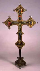 Croce Portatile, decorata con il Cristo Crocifisso e Santi (verso)